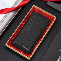2022 new ultra-thin mens wallet Long Versatile Card Bag Men Multiple Screens Genuine Leather Theft Protection Brush Business