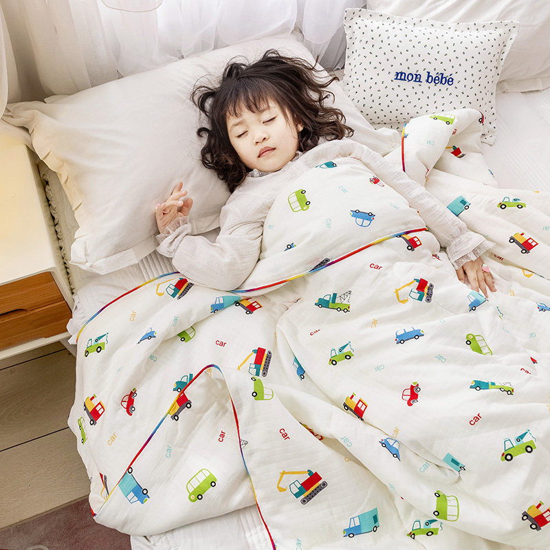 60S double yarn summer quilt baby cotton air conditioning quilt cotton kindergarten children baby thin quilt summer cool quilt