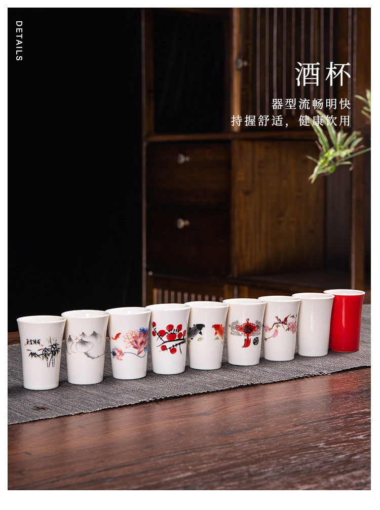 товар из китая 中式三两酒壶分酒器家用白酒杯套装带杯架饭店用陶瓷一口杯小酒盅