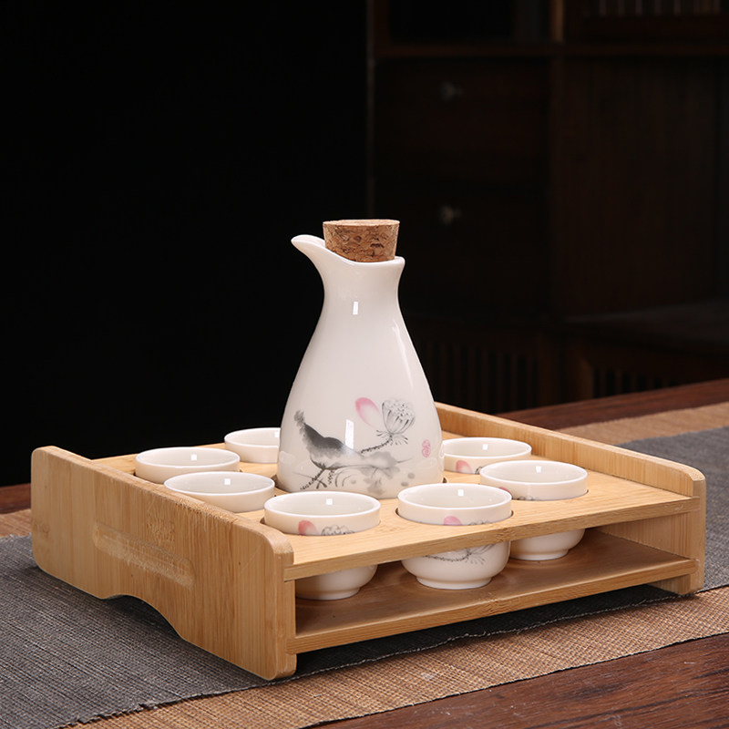 Ликер Cup 家用白酒分酒器套装分酒壶饭店用陶瓷酒具喝清酒杯半斤酒壶带杯架