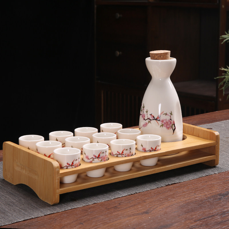 Ликер Cup 白酒杯套装陶瓷酒具家用分酒器仿古风酒壶小酒盅喝清酒杯子带杯架