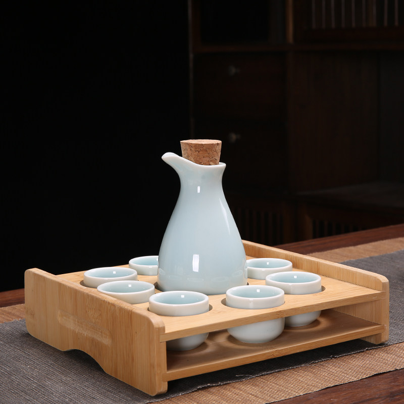 Ликер Cup 家用白酒分酒器套装分酒壶饭店用陶瓷酒具喝清酒杯半斤酒壶带杯架