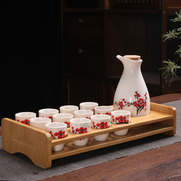 Ликер Cup 家用白酒杯套装分酒器小酒杯一口杯小号子弹杯陶瓷酒盅酒具带杯架