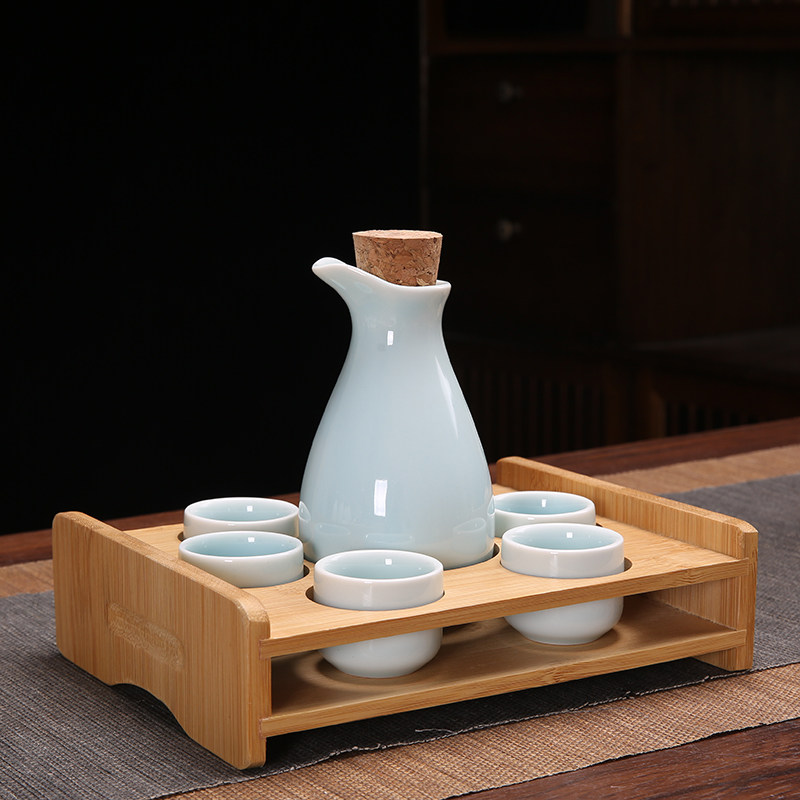 Ликер Cup 家用白酒分酒器套装分酒壶饭店用陶瓷酒具喝清酒杯半斤酒壶带杯架