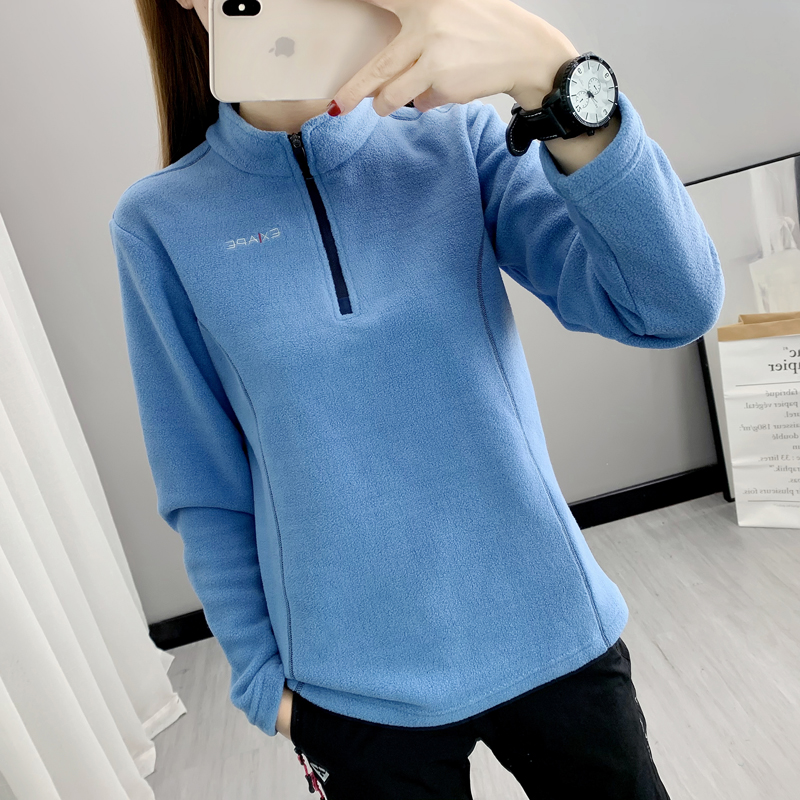 Spring Autumn Outdoor Grip Suede Jacket for men and women Warm Sleeves Heads Slim Down Clothing Hiking Mountaineering Lovers Rocking Grain Flannel