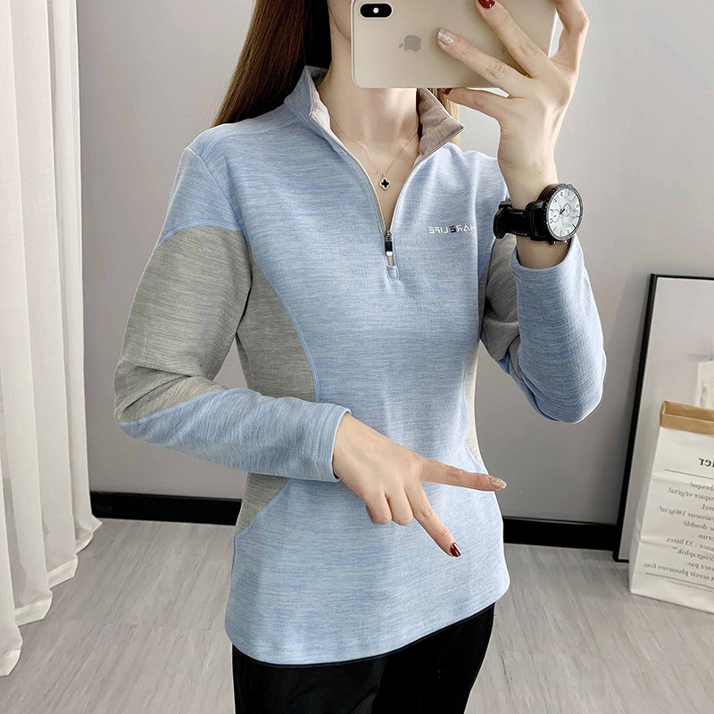 Spring Autumn New Grip Suede Clothes Outdoor Micro-Bomb Warm Cover Head Casual Blouse Early Autumn Jacket Woman Antistatic Half Open Chest Blouse
