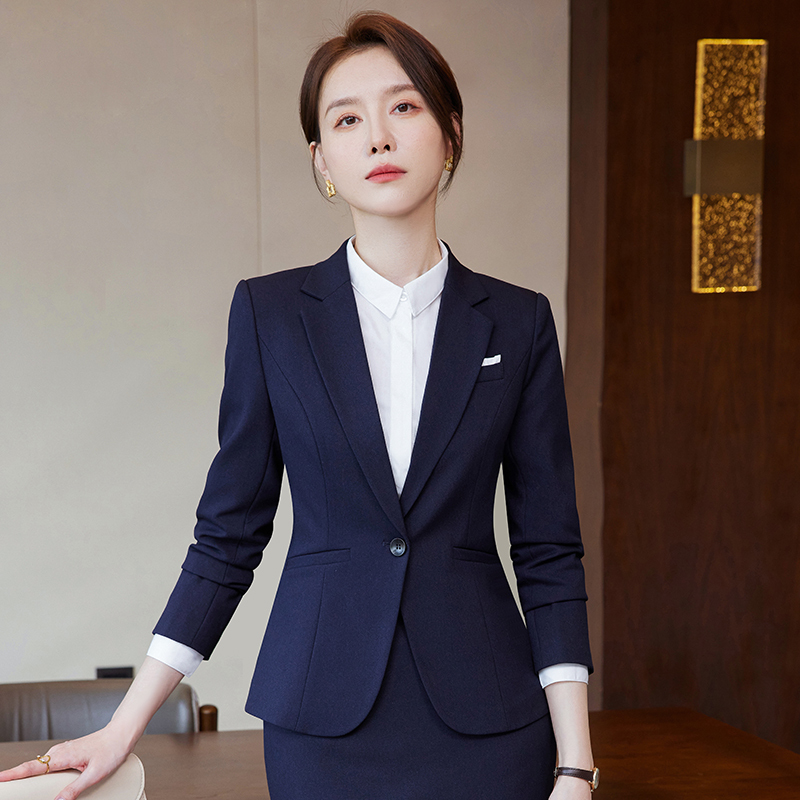 Dark Blue Blazer for Women, Spring Season Formal Attire, Professional Suit, High-End College Student Interview Formal Wear, Work Uniform Dark Blue Blazer for Women, Spring Season Formal Attire, Professional Suit, High-End College Student Interview Formal Wear, Work Uniform