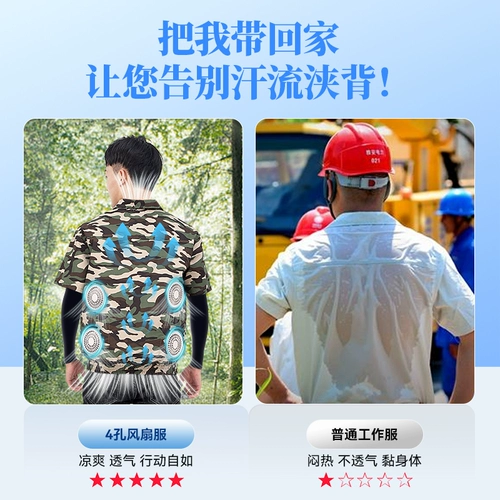 Летний охлаждающий камуфляжный вентилятор для работы, короткий рукав