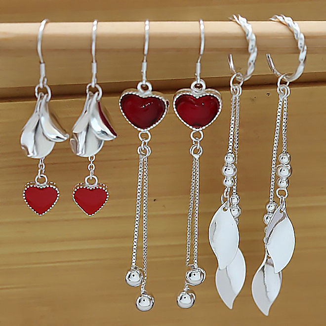 999 sterling silver earrings female Japanese and Korean temperament long version ear hook tassel earrings earrings hypoallergenic jewelry birthday gift