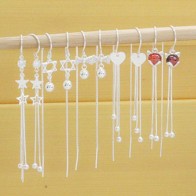 Pure silver ear ring female 999 foot silver superior ear necklace elegant long version of flower minimalist ear necklace fluttering 100 hitch