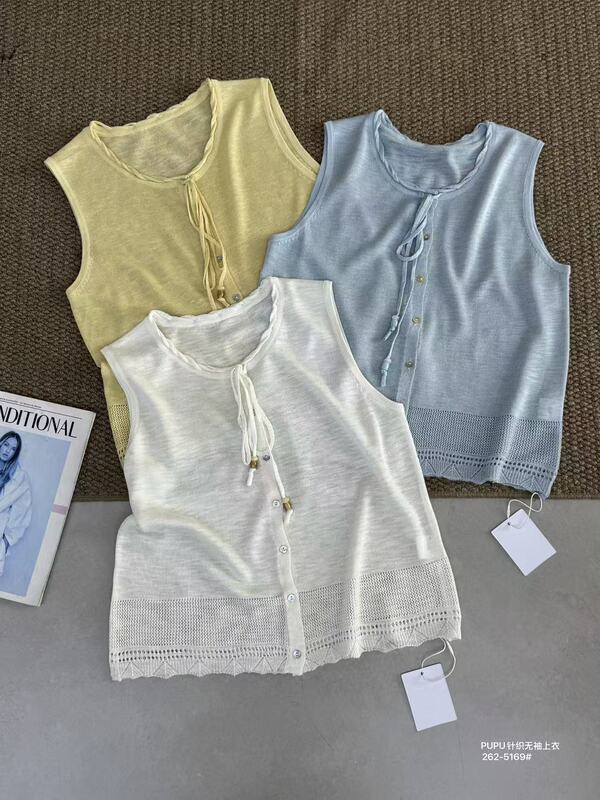 5169 Summer New Style Round Neck Sleeveless Knitted Vest Top, Bust 100, Length 55