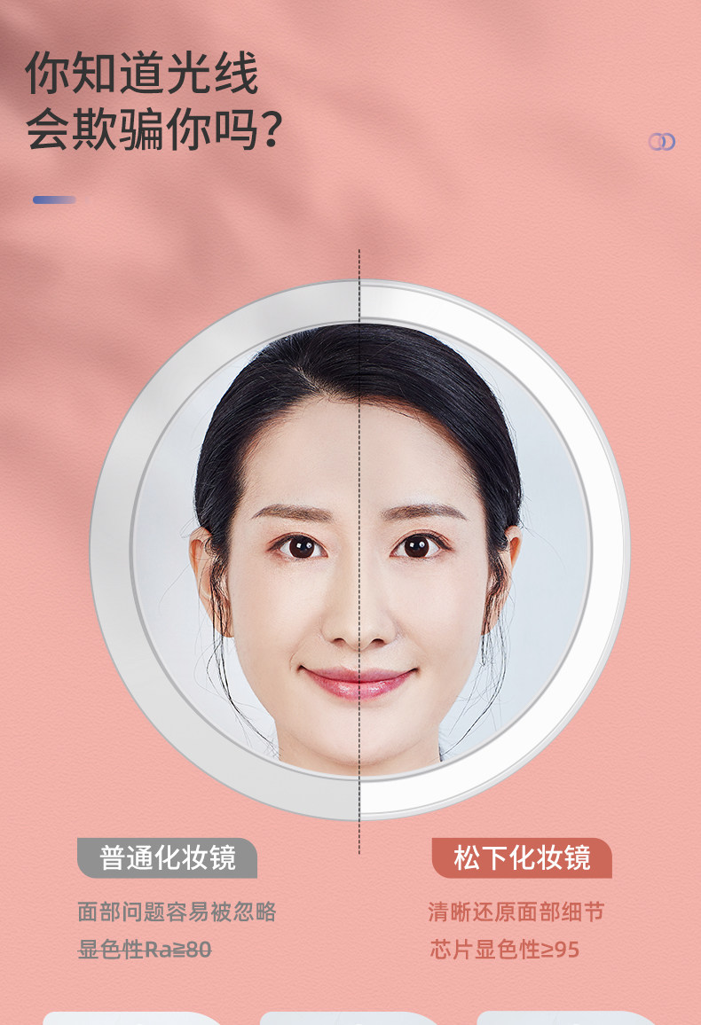 无极调光，智能补光：松下 台式带灯化妆镜 HH-LT0635 179元包邮 值值值-买手聚集的地方