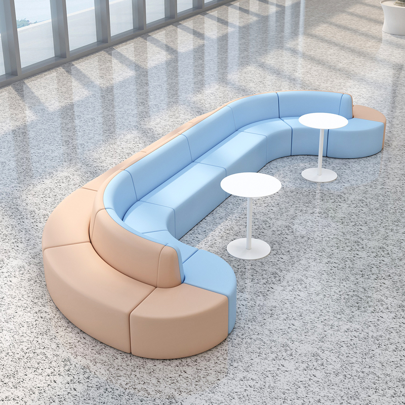 Kindergarten Training Institution Rest Waiting Area Hall Reception Double-Sided Leisure Curved Office Sofa Combination