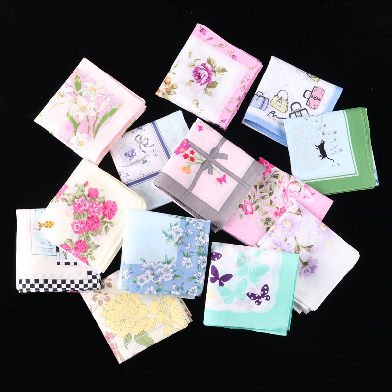 To the quarter-to-quarter Ladies All-cotton handkerchief Cute Flowers Animals Suck Sweaty Sweaty Handkerchief Cotton Palego Hand Towels