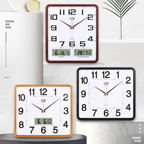 Platinum Brilliance Electronic Hanging Clock Living Room Bedroom and Watch Watch Creative Mute Personality Fashion Calendar Clock Big Quartz Clock Home
