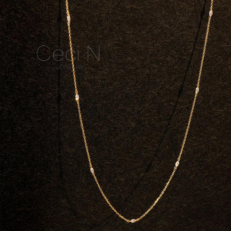 18K Gold Ultra-Fine Marquise-Shaped Lab-Grown Diamond Necklace for Women 2026 New Model, Light Luxury Niche High-End Exquisite Clavicle Chain 18K Gold Ultra-Fine Marquise-Shaped Lab-Grown Diamond Necklace for Women 2026 New Model, Light Luxury Niche High-End Exquisite Clavicle Chain