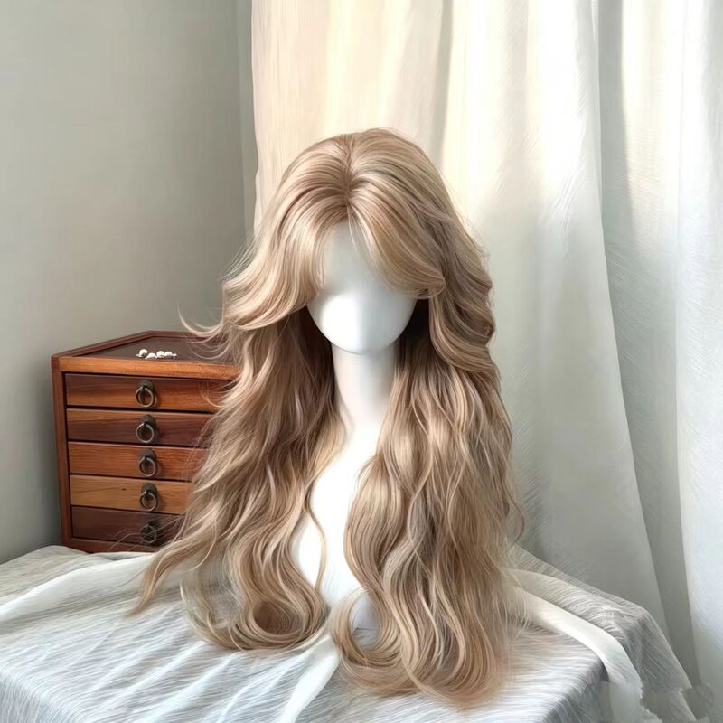 Wig for Women in Milky White and Golden Color with Middle Parting, Finely Crafted Egg Roll Style, 2026 New Model, Goddess-Like Realistic Wig Wig for Women in Milky White and Golden Color with Middle Parting, Finely Crafted Egg Roll Style, 2026 New Model, Goddess-Like Realistic Wig