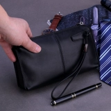 Кожаная маленькая сумка клатч, бумажник, вместительная и большая трендовая барсетка, воловья кожа