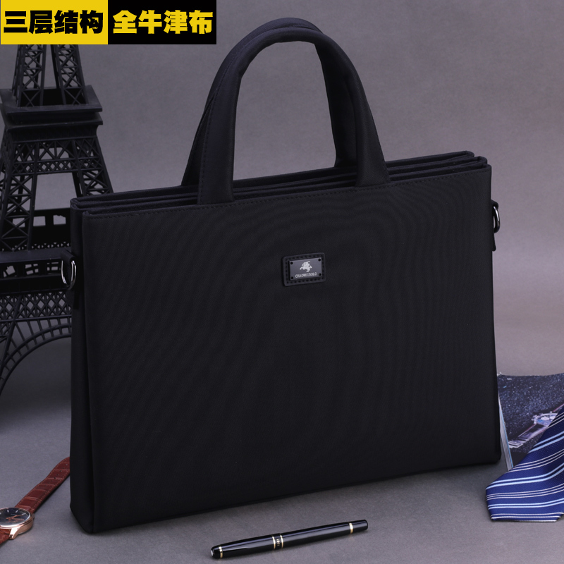 Men's Single-Shoulder Crossbody Handbag, Briefcase, Computer Bag, Business Document Bag, Oxford Cloth Canvas, Multi-Layered, Large Capacity