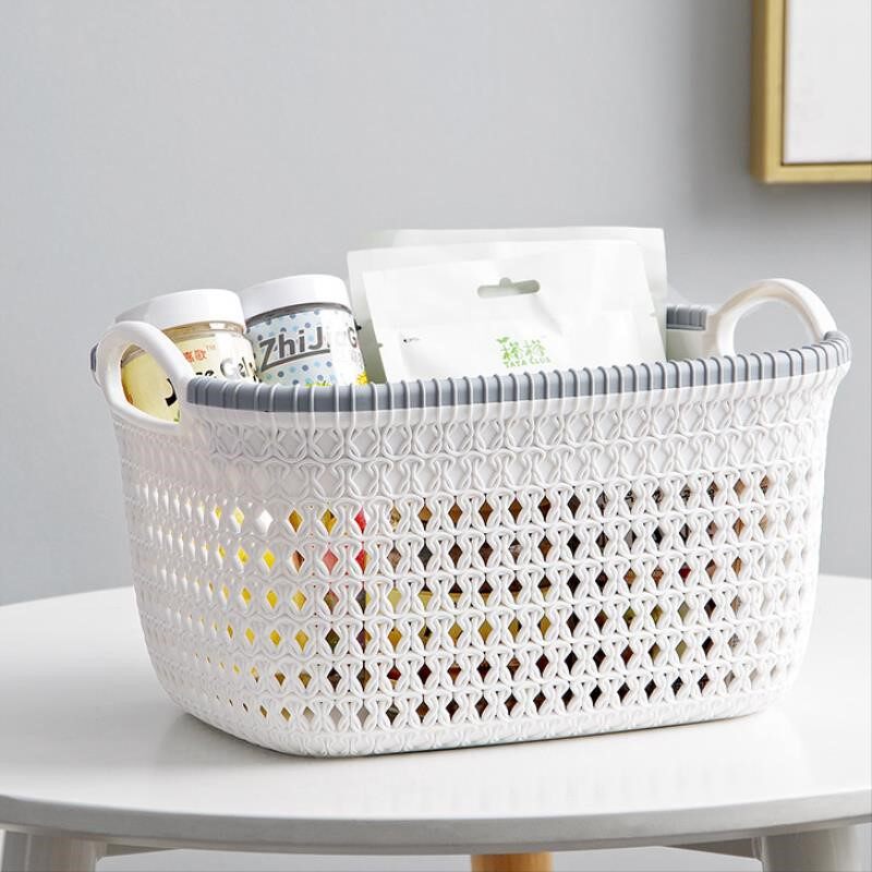 New household plastic small basket storage basket storage basket sundries cute toy desktop rattan finishing basket