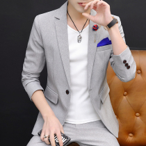 Mens suit suit spring dress Korean slim single West Coat handsome dress hairdresser small suit two-piece tide