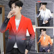 Suit mens jacket Korean slim casual small suit Gradient red youth single West trend handsome clothes