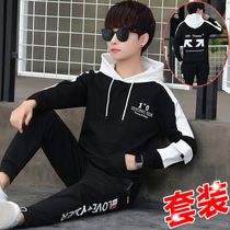 Spring and Autumn Sweater Set male students 2020 new trend hooded long sleeve jacket youth casual two-piece set