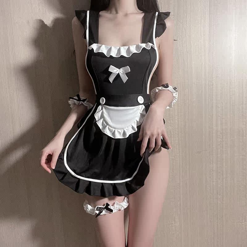 Emotional fun lingerie maid uniform temptation stockings lover hot pajamas pure lust style apron suit