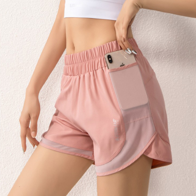 Anti-Exposure Sports Shorts for Women, Training Yoga Pants, Running Fitness Pants with Pockets, High-Waisted, Slim-Fit, Quick-Dry Jogging Shorts