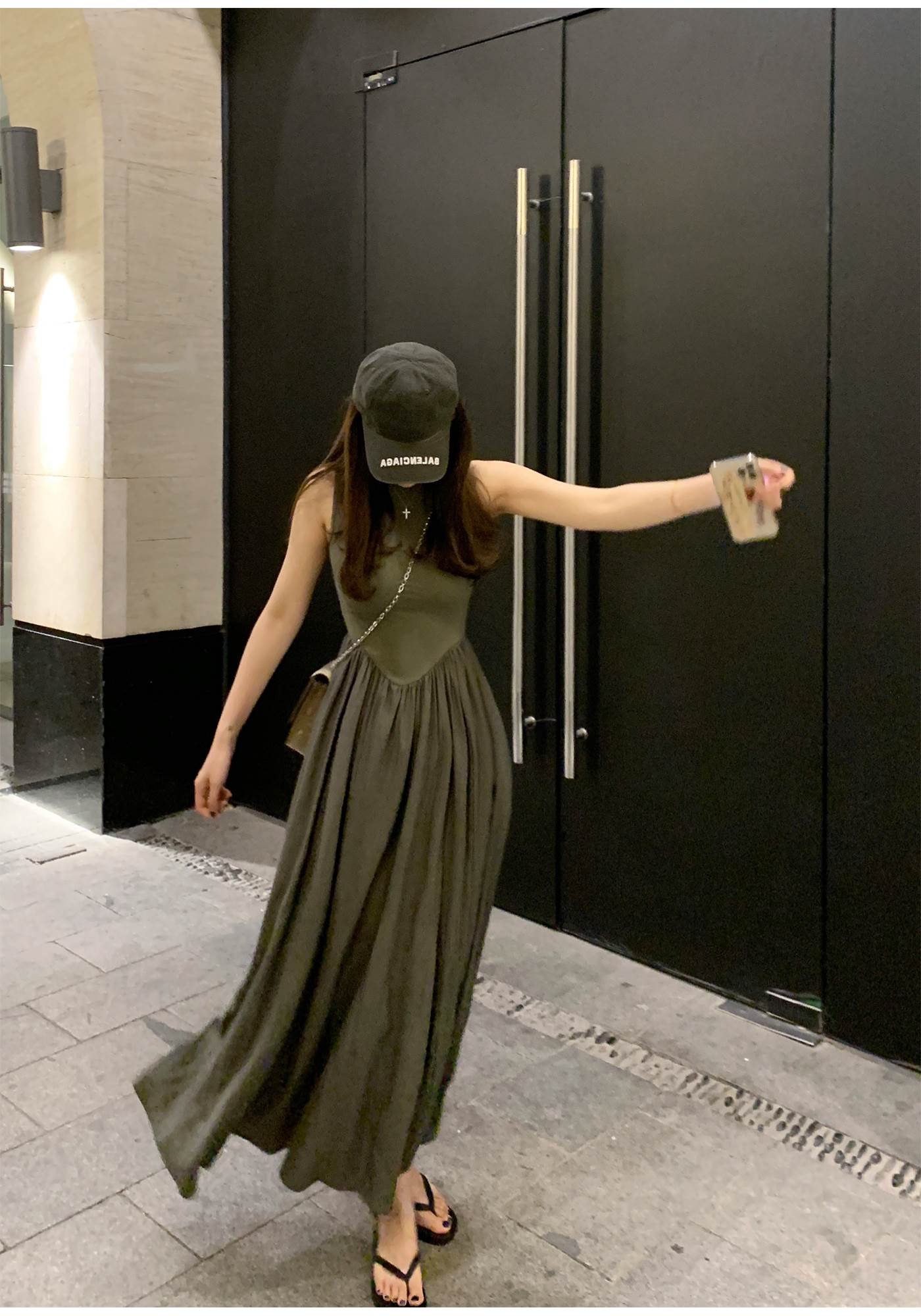 2022 Explicit thin Korean version hanging band dress harness female summer pear Type of shape Skirt Small Crowddesign Feel Long Skirt Sleeveless