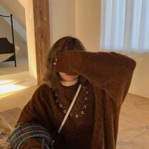 Sweater Girl 2021 New retro day Department Lazy Harbor Wind relaxed outside wearing soft glutinous regular style autumn and winter