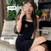Dime private clothing fake two high waist hollowed-out design feeling black high waist sleeveless square collar harness with dress skirt