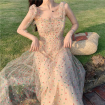 Fairy gentle little man super fairy mesh suspender skirt waist thin seaside holiday beach dress