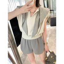 2022 New Little Niche Ocean Dress Casual Two Suits Summer Relaxation Advanced Sensation Reduction Age T-shirt High Waisted Shorts