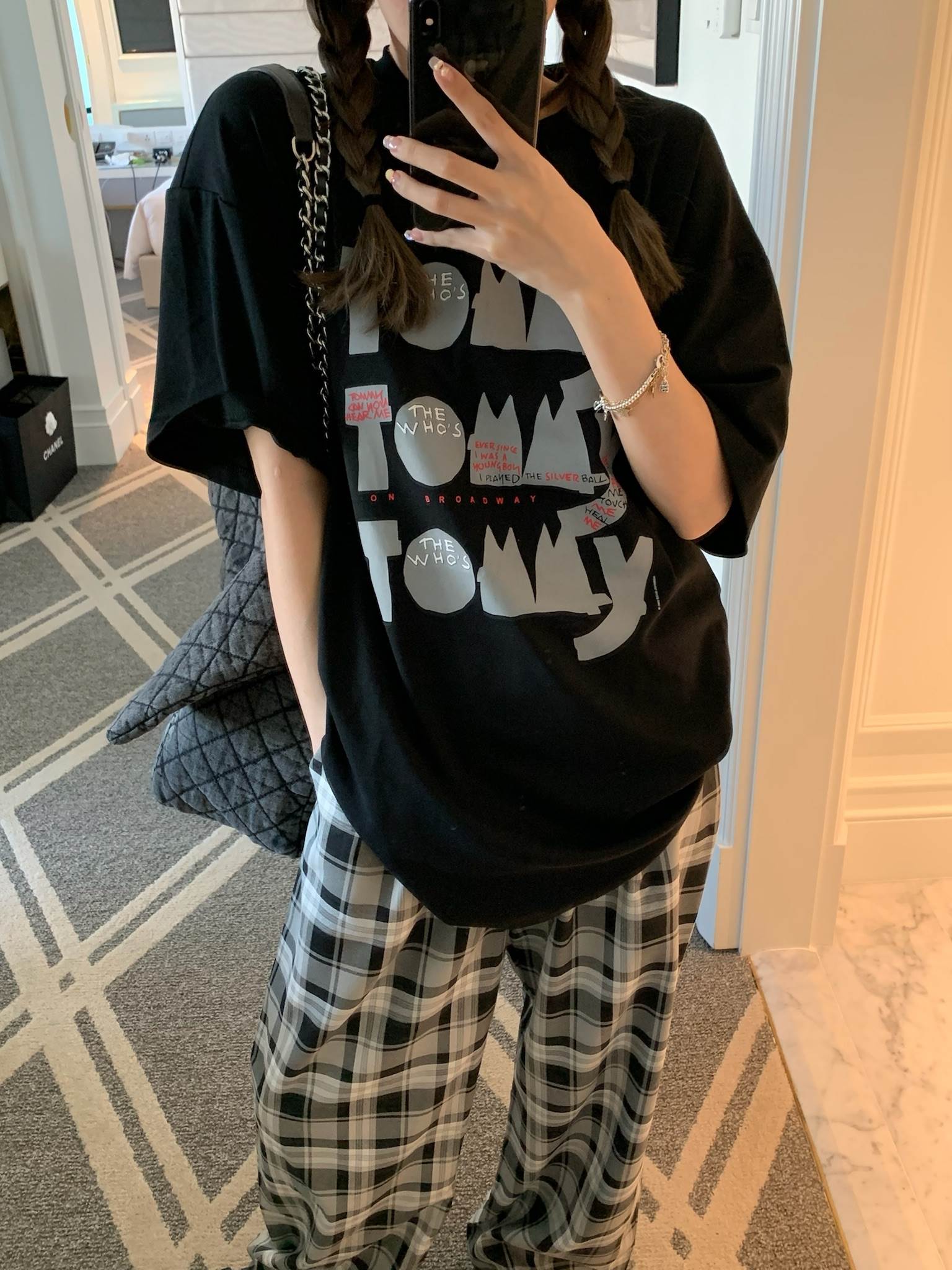 2022 Korean version of the new women's summer rock sweetheart pie retro tommy printed short sleeve round neck T-shirt blouse