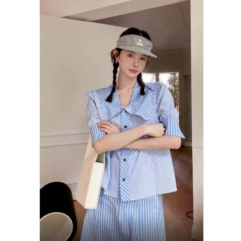 Dime's new online red shirt half-body skirt Two sets of casual fashion suit women 2022 summer clothes