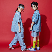 Children Dance Street Boomer Girls Jazz Dance Suit Printed Shirt Suit Boy Walk Show Clothes Two Sets Summer