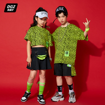 Street dance suit boy hip hop trend boy BAO WEN short sleeve T-shirt shorts boy hiphop handsome show suit