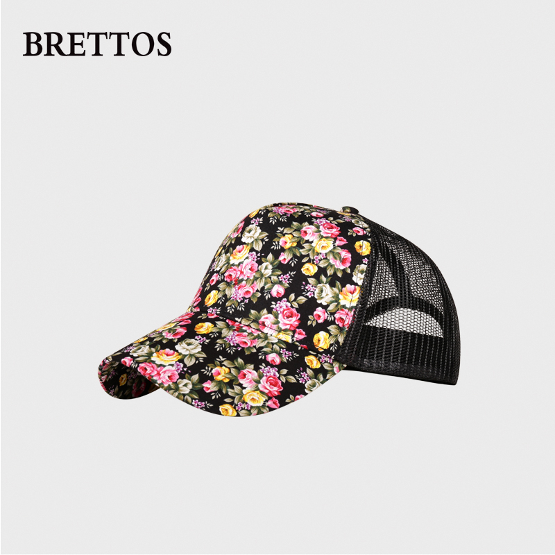 BRETTOS floral baseball cap female summer sunshade sunscreen hat floral mesh peaked cap male Korean trend - Taobao