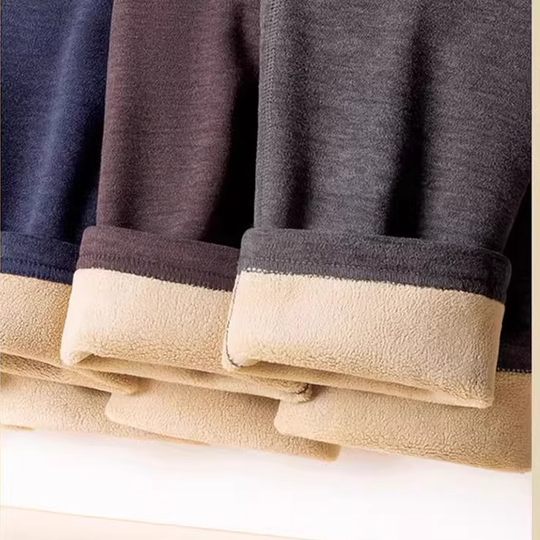 Men's Thermal Pants, Thickened and Fleece-Lined, Integrated Lamb Wool Base Layer Cotton Pants, Extra Large Size, Autumn and Winter Thermal Pants