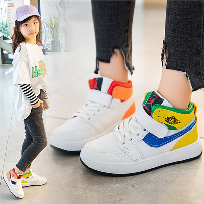 魔术贴！儿童高帮运动鞋小白鞋
