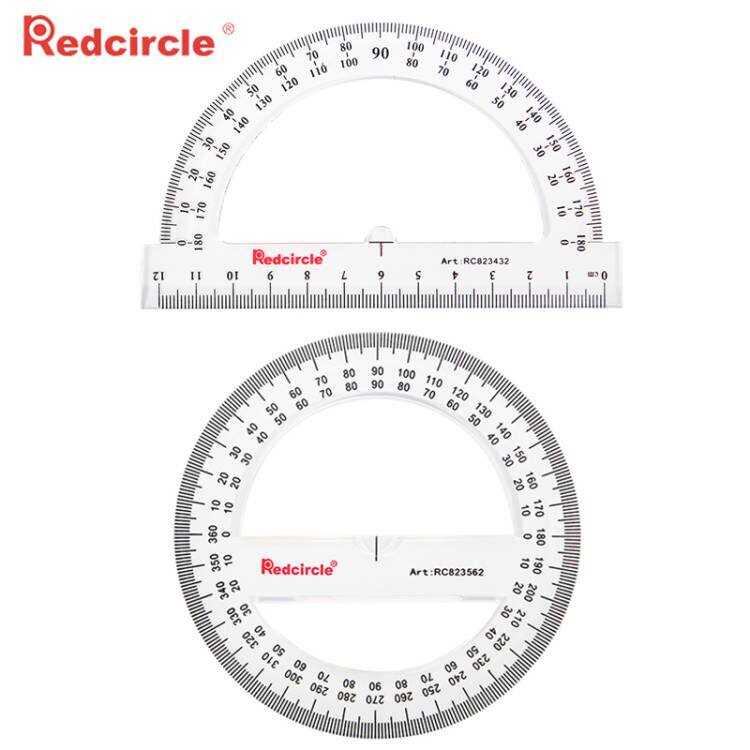 国产Redcircle红环半圆仪全圆仪画圆模板量角器绘图设计多功能尺子
