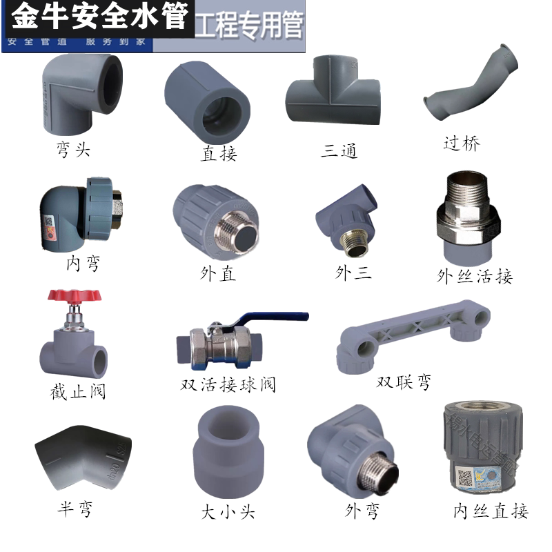 Wuhan Jinniu safety pipe iron gray home improvement project special 4 points 6 points 1 inch tap water hot melt ppr accessories