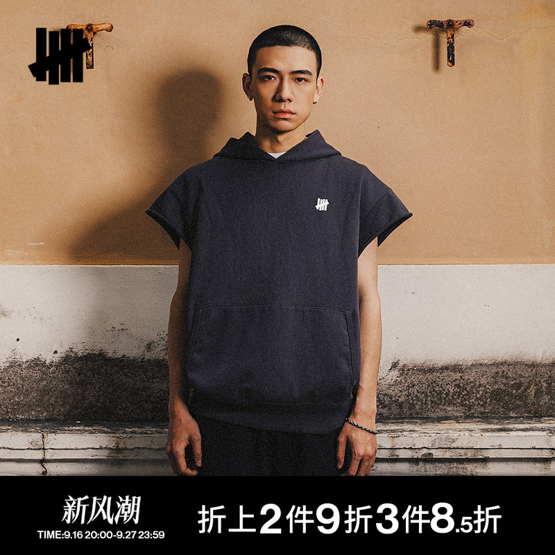 Undefeated Five-Stripes Official Summer American-Style Trendy Washed Hooded Knit Sleeveless Sweatshirt Vest