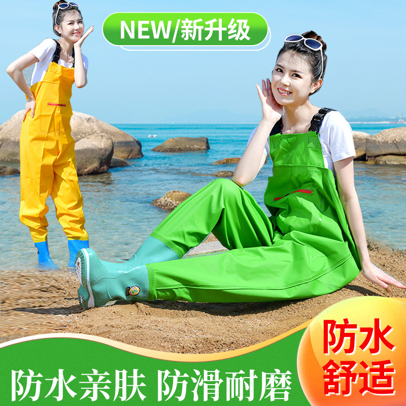 Women's Waders, Half-Body One-Piece Fishing Waders, Beach Rain Boots, Large Children's Waterproof Rain Pants, Children's Beach Wading Clothing