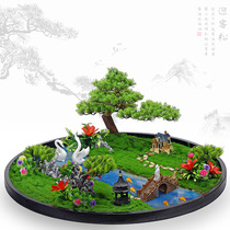 Hotel Round Table Middle Swing Piece Light Extravagant Turntable Decoration High-end Table View Handmade New Chinese Table Flower Pendulum Flowers