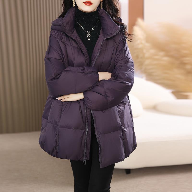 Purple down Jacket for Women, Winter 2025 New High-End Luxury Loose Slimming Mid-Length Hooded Puffer Coat Purple down Jacket for Women, Winter 2025 New High-End Luxury Loose Slimming Mid-Length Hooded Puffer Coat
