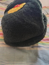 Winter cotton hat big hat emblem five-star gray performance costume big brim hat emblem