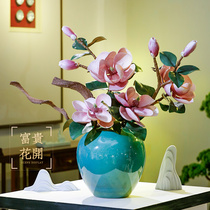 New Chinese sofa angle ornaments vase 2021 New Chinese living room flower arrangement light luxury high-grade Phalaenopsis flower art