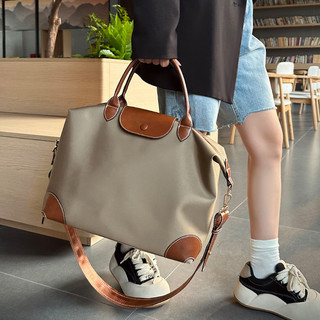 Leather Lightweight Waterproof Large-Capacity Nylon Travel Bag Short-Distance Portable Oxford Cloth Business Trip Fitness Luggage Bag for Women